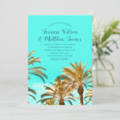 熱帯ビーチパームツリー海行先結婚式 招待状 (スタンド正面)