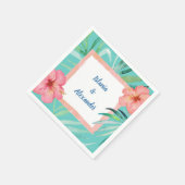 熱帯ビーチパームハイビスカス結婚ズ&シャワー スタンダードカクテルナプキン (角)