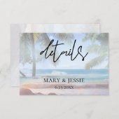 熱帯ビーチパーム結婚またはパーティー詳細 エンクロージャーカード (正面/裏面)