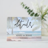 熱帯ビーチパーム結婚またはパーティー詳細 エンクロージャーカード (スタンド正面)