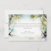 熱帯ビーチパーム結婚ツリーのサンキューカード サンキューカード (裏面)