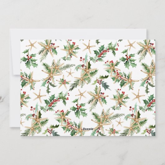 熱帯ビーチヒトデのクリスマスフォト シーズンカード (裏面)