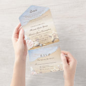 熱帯ビーチヒトデ結婚イ オールインワン招待状 (貼ってはがせる)