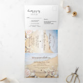 熱帯ビーチヒトデ結婚サマーズトリフォールド 三つ折り招待状 (内部)