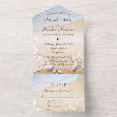 熱帯ビーチヒトデ結婚サマー オールインワン招待状 (内側)