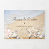 熱帯ビーチヒトデ結婚サマー 三つ折り招待状 (カバー)