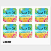 熱帯ビーチピンクハイビスカススウィート16お気に入り スクエアシール (シート)