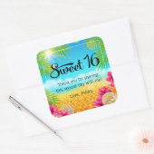 熱帯ビーチピンクハイビスカススウィート16お気に入り スクエアシール (封筒)