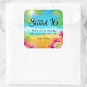 熱帯ビーチピンクハイビスカススウィート16お気に入り スクエアシール (バッグ)