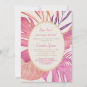 熱帯ビーチピンクブライダルシャワー 招待状 (正面)