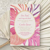 熱帯ビーチピンクブライダルシャワー 招待状