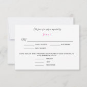 熱帯ビーチピンクプルメリアフローラ披露宴RSVP 出欠カード (裏面)