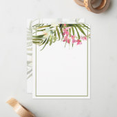 熱帯ビーチピンク&ホワイトフローララン空白の ノートカード (正面/裏面インサイチュ)