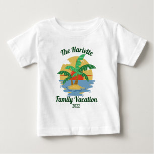 熱帯ビーチファミリーサマーバケーションマッチングT-S ベビーTシャツ