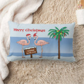 熱帯ビーチフラミンゴパームサウスポールクリスマス ランバークッション (ブランケット)
