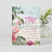熱帯ビーチフラミンゴ30歳の誕生日パーティー 招待状 (スタンド正面)