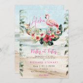 熱帯ビーチフラミンゴ50th birthday party 招待状 (正面/裏面)
