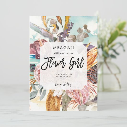 熱帯ビーチフラワーガールプロポーズカード 案内状 (スタンド正面)