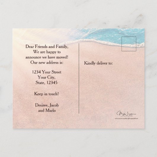 熱帯ビーチフロリダ新しい住所を移動 案内ポストカード (裏面)