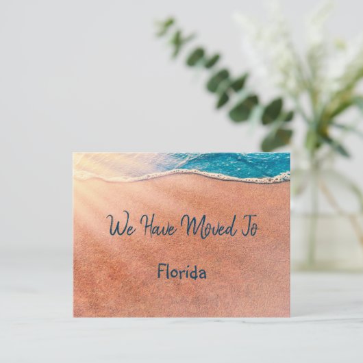 熱帯ビーチフロリダ新しい住所を移動 案内ポストカード (スタンド正面)