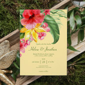 熱帯ビーチフローラカラフル目的地の結婚式 招待状