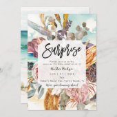 熱帯ビーチフローラサプライズ誕生日パーティー 招待状 (正面/裏面)