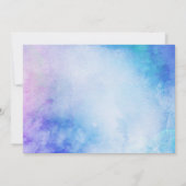 熱帯ビーチフローラブルーウォーターカラーキンセアニェラ 招待状 (裏面)