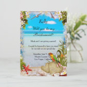 熱帯ビーチフローラ結婚のブライドメイドカード 招待状 (スタンド正面)