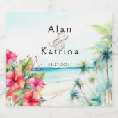 熱帯ビーチフローラ食品・飲料ラベルセット スパークリングワインラベル (シングルラベル)