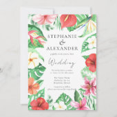 熱帯ビーチフローラQRコー結婚ド 招待状 (正面)