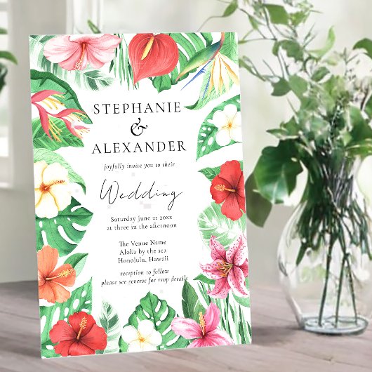 熱帯ビーチフローラQRコー結婚ド 招待状