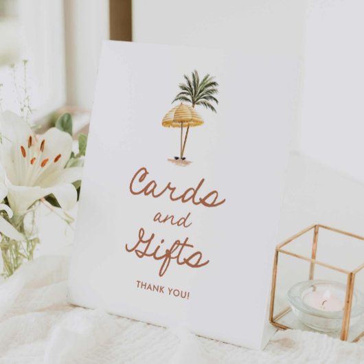 熱帯ビーチブライダルシャワーカードとギフトサイン 台座サイン
