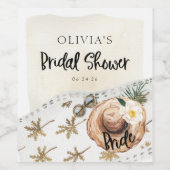 熱帯ビーチブライダルシャワーワインラベル ワインラベル (シングルラベル)