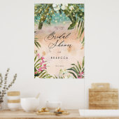 熱帯ビーチブライダルシャワー歓迎の看板ポスター ポスター (キッチン)