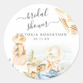 熱帯ビーチブライダルシャワー ラウンドシール (正面)
