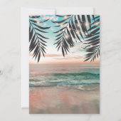 熱帯ビーチブライダルシャワー |光源の文字列 招待状 (裏面)