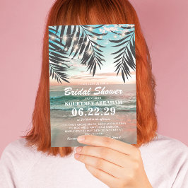 熱帯ビーチブライダルシャワー |光源の文字列 招待状