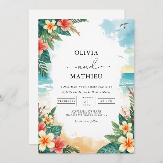 熱帯ビーチブリス結婚ズ 招待状 (正面/裏面)