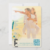 熱帯ビーチブルーパームツリーズグランジ文字写真 セーブザデート (裏面)