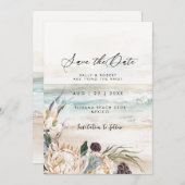 熱帯ビーチプロテアフローラは日付カードを保存 サンキューカード (正面/裏面)