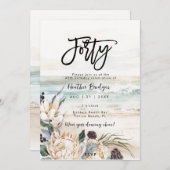 熱帯ビーチプロテア40歳の誕生日パーティー 招待状 (正面/裏面)