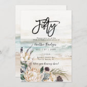 熱帯ビーチプロテア50th誕生日パーティー 招待状 (正面/裏面)