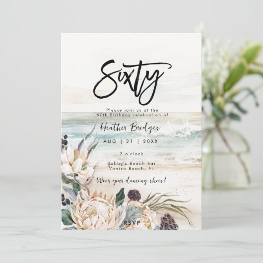 熱帯ビーチプロテア60th誕生日パーティー 招待状 (スタンド正面)