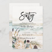 熱帯ビーチプロテア60th誕生日パーティー 招待状 (正面/裏面)