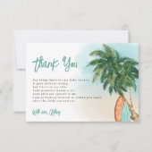 熱帯ビーチベビーオンボードサーフベビーシャワー サンキューカード (正面)