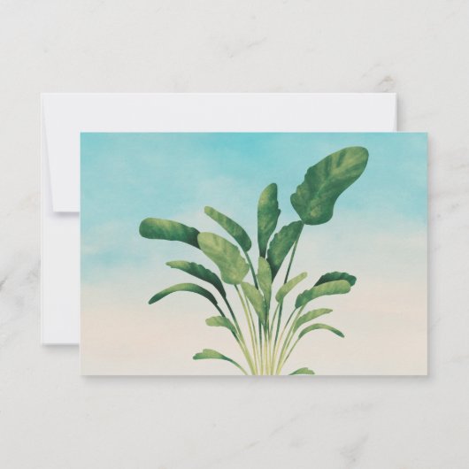 熱帯ビーチベビーオンボードサーフベビーシャワー サンキューカード (裏面)