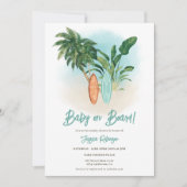 熱帯ビーチベビーオンボードサーフベビーシャワー 招待状 (正面)