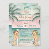 熱帯ビーチベビー性発現赤面セージ 招待状 (正面/裏面)