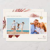 熱帯ビーチマルーン&金ゴールド緑2 – 写真 シーズンカード (正面/裏面)