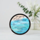 熱帯ビーチミュージシャンオールワンフォト結婚QR 招待状 (スタンド正面)